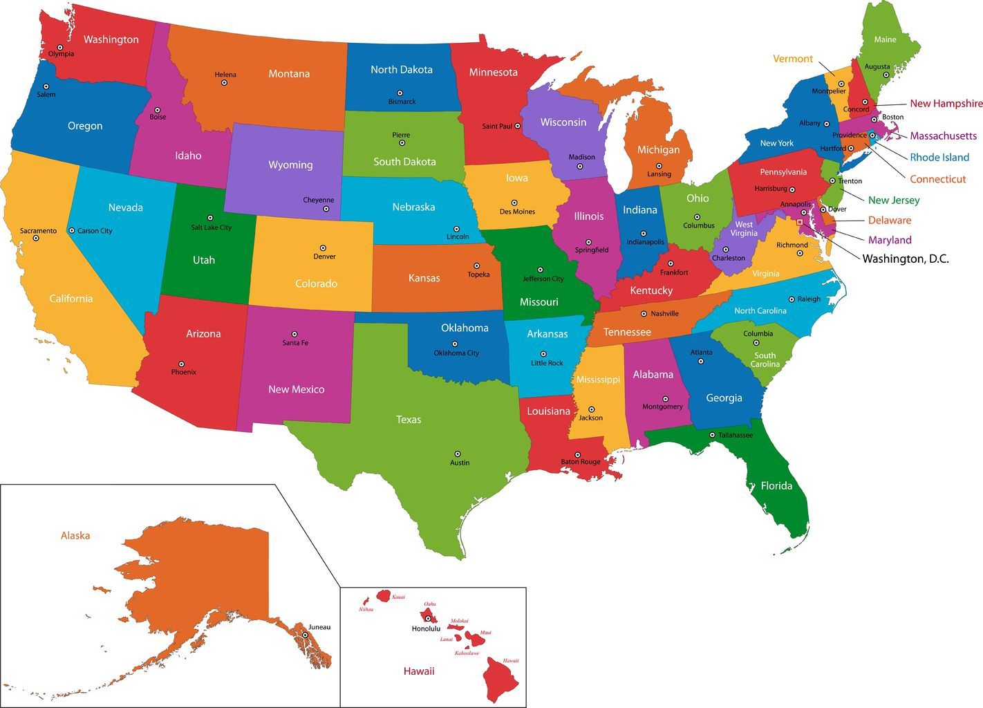 Mapa USA se státy a hlavními městy | volina/123RF.com