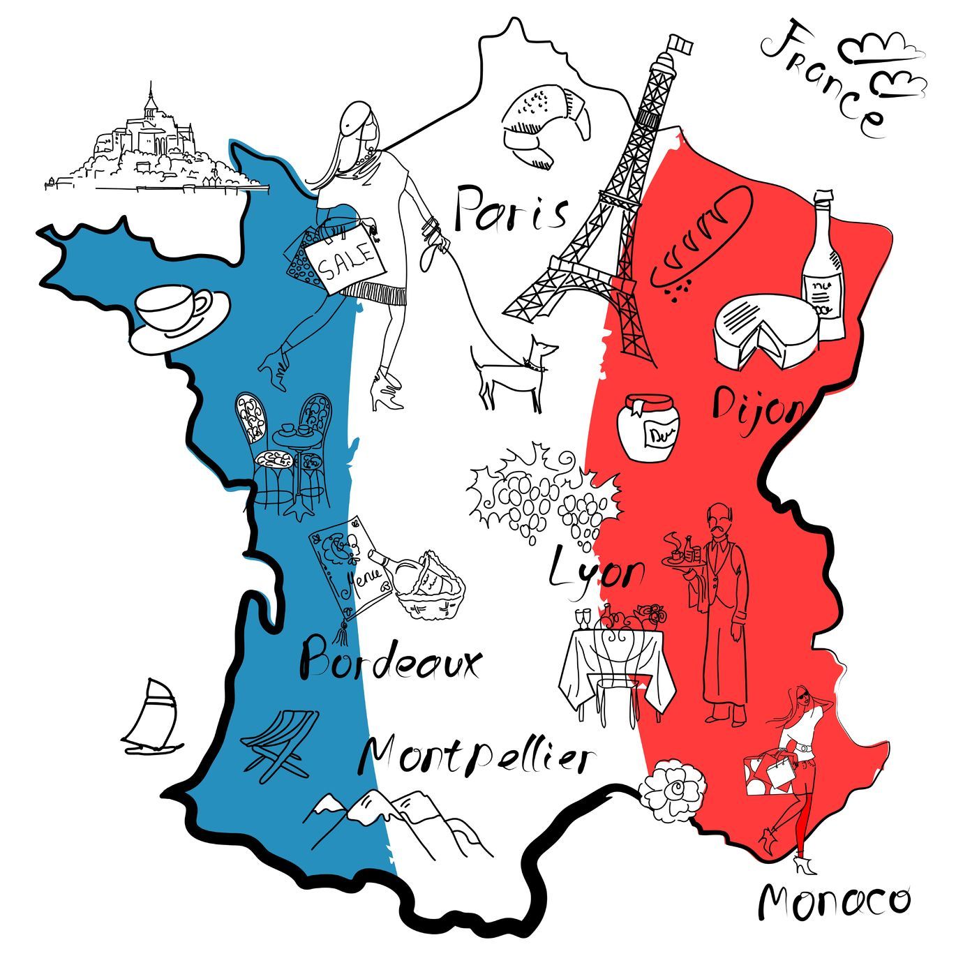 Stylizovaná mapa Francie | alisafoytik/123RF.com